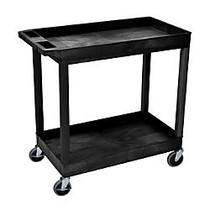 Luxor E-Series 2-Tub Plastic Utility Cart, 36 1/4 inch;H x 35 1/4 inch;W x 18 inch;D, Black