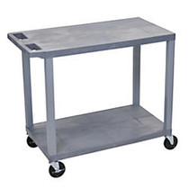 Luxor E-Series Plastic Cart, 2-Shelves, 35 1/4 inch;H x 32 inch;W x 18 inch;D, Gray