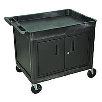 Luxor TC Series Utility Cart With Locking Cabinet, 2-Shelf, 30 inch;H x 24 inch;W x 32 inch;D, Black