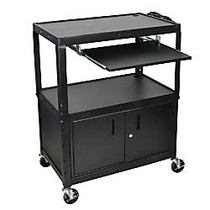 Luxor X-Large Audiovisual Utility Cart, With Laptop Shelf And Cabinet, 42 inch;H x 32 inch;W x 20 inch;D, Black