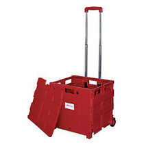 Office Wagon; Brand Mobile Folding Cart With Lid, 16 inch; x 18 inch; x 15 inch;, Red