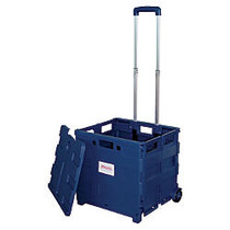 Office Wagon; Brand Mobile Folding Cart With Lid, 16 inch;H x 18 inch;W x 15 inch;D, Blue