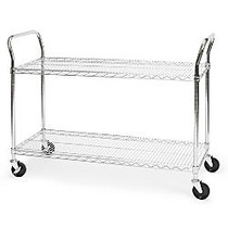OFM Wire Mobile Cart, 29 3/4 inch;H x 48 inch;W x 18 inch;D, Chrome