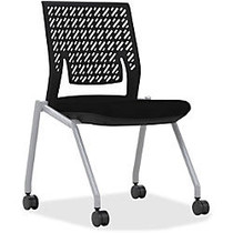 Mayline Thesis - Flex Back, Armless - Fabric Black Seat - Poly Back - Gray Frame - Four-legged Base - 18.25 inch; Seat Width x 17.50 inch; Seat Depth - 21.3 inch; Width x 21.3 inch; Depth x 33 inch; Height