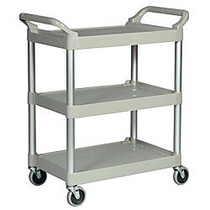 Rubbermaid 3-Shelf Utility Cart, 37 3/4 inch;H x 33 5/8 inch;W x 18 5/8 inch;D, Platinum