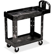 Rubbermaid HD 2-Shelf Utility Cart w/Lipped Shelf (Small) - 2 Shelf - 500 lb Capacity - 4 Casters - 5 inch; Caster Size - Resin - 39 inch; Length x 17.9 inch; Width x 33.2 inch; Height - Black