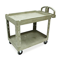 Rubbermaid Two-Tiered Full-Service Cart, 33 1/4 inch;H x 45 1/4 inch;W x 25 3/4 inch;D, Beige