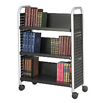 Safco; Scoot&trade; Steel Book Cart, 3 Single-Sided Shelves, 45 inch;H x 32 1/2 inch;W x 13 3/4 inch;D, Black