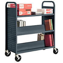 Sandusky; Book Truck, Double-Sided With 1 Flat/4 Sloped Shelves, 46 inch;H x 39 inch;W x 19 inch;D, Charcoal