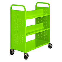 Sandusky; Book Truck, Double-Sided With 1 Flat/4 Sloped Shelves, 46 inch;H x 39 inch;W x 19 inch;D, Lime Green