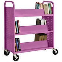 Sandusky; Book Truck, Double-Sided With 6 Sloped Shelves, 46 inch;H x 39 inch;W x 19 inch;D, Grape