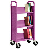 Sandusky; Book Truck, Single-Sided With 3 Sloped Shelves, 46 inch;H x 18 inch;W x 14 inch;D, Grape