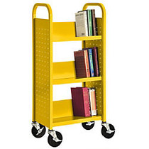 Sandusky; Book Truck, Single-Sided With 3 Sloped Shelves, 46 inch;H x 18 inch;W x 14 inch;D, Yellow