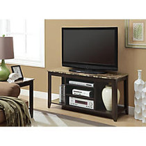 Monarch Specialties Marble-Look TV Stand For TVs Up To 48 inch;, 24 inch;H x 48 inch;W x 18 inch;D, Cappuccino/Cream