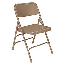 National Public Seating Steel Triple Brace Folding Chairs, 29 1/2 inch;H x 18 1/4 inch;W x 20 1/4 inch;D, Beige, Pack Of 4