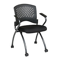 Office Star&trade; Folding Chair With Casters, Deluxe, 34 inch;H x 24 1/2 inch;W x 22 inch;D, Coalt/Titanium, Set Of 2