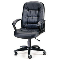 OFM Big & Tall Leather Chair, 47.5 inch;H x 26 1/2 inch;W x 27 1/2 inch;D, Black Frame, Black Leather