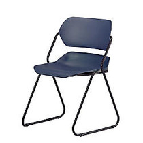 OFM Armless Stackable Chairs With Plastic Seat & Back, 31 inch;H x 20 inch;W x 20 inch;D, Navy/Black Fabric, Set Of 4