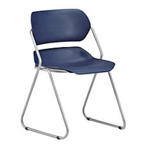 OFM Armless Stackable Chairs With Plastic Seat & Back, 31 inch;H x 20 inch;W x 20 inch;D, Navy/Silver Fabric, Set Of 4