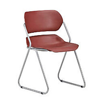 OFM Armless Stackable Chairs With Plastic Seat & Back, 31 inch;H x 20 inch;W x 20 inch;D, Wine/Silver Fabric, Set Of 4