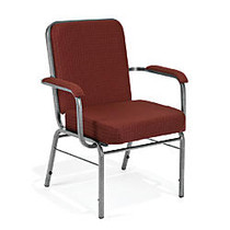 OFM Big And Tall Comfort Class Series Arm Chairs, Burgundy Pinpoint/Silver, Set Of 4