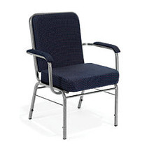 OFM Big And Tall Comfort Class Series Arm Chairs, Navy Pinpoint/Silver, Set Of 4