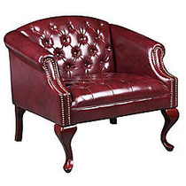 Boss Office Products Traditional Lounge, 32 inch;H x 30 1/2 inch;W x 28 inch;D, Mahogany/Burgundy Vinyl