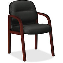 HON; 2190 Pillow-Soft Wood Series Guest Arm Chair, 36 inch;H x 20 1/4 inch;W x 18 inch;D, Mahogany Frame, Black Leather