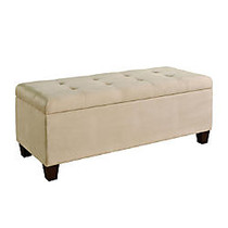 Linon Carmen Shoe Storage Upholstered Ottoman, 20 inch;H x 48 inch;W x 20 inch;D, Beige/Black