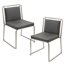 LumiSource Cascade Dining Chairs, Gray/Stainless Steel, Set Of 2