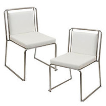 LumiSource Cascade Dining Chairs, White/Stainless Steel, Set Of 2
