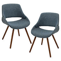 Lumisource Fabrico Chair, Blue Noise/Walnut, Set Of 2