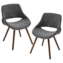 Lumisource Fabrico Chair, Gray Noise/Walnut, Set Of 2