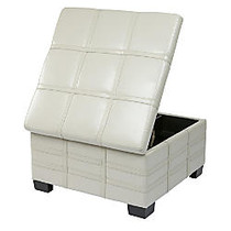 Office Star&trade; Ave Six; Bonded Leather Detour Strap Storage Ottoman, Cream