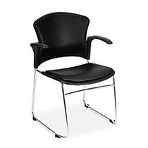 OFM Multi-Use Anti-Microbial Anti-Bacterial Stack Chairs, Black/Chrome, Set Of 4