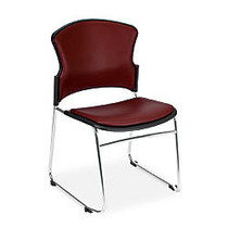 OFM Multi-Use Anti-Microbial Anti-Bacterial Stack Chairs, Wine/Chrome, Set Of 4