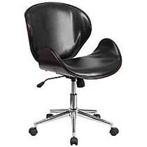 Flash Furniture Mid-Back Swivel Conference Chair, Black/Mahogany/Silver
