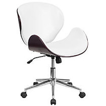 Flash Furniture Mid-Back Swivel Conference Chair, White/Mahogany/Silver
