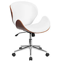 Flash Furniture Mid-Back Swivel Conference Chair, White/Walnut/Silver