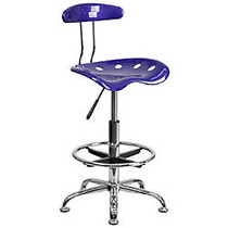 Flash Furniture Vibrant Drafting Stool, Deep Blue/Chrome