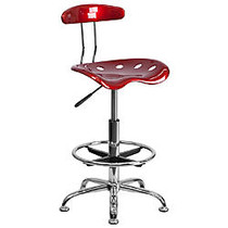 Flash Furniture Vibrant Drafting Stool, Wine Red/Chrome