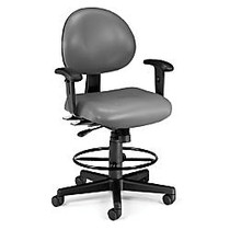 OFM 24-Hour Vinyl Computer Task Chair With Arms And Drafting Kit, Charcoal/Black