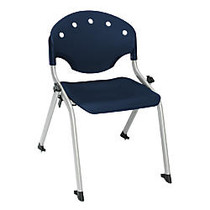 OFM Rico Student Stack Chair, 25 inch;H x 18 inch;D x 18 inch;W, Navy/Silver, Set Of 6