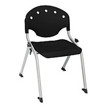 OFM Rico Student Stack Chairs, 14 inch; Seat Height, Black/Silver, Set Of 6