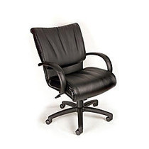 Boss Office Products Bonded Leather Executive Mid-Back Chair, 42 1/2 inch;H x 27 inch;W x 27 inch;D, Black