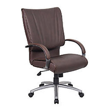 BOSS; High-Back Faux Leather Chair, Bomber Brown/Pewter