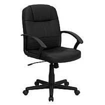 Flash Furniture Leather Mid-Back Swivel Chair, Black/Black