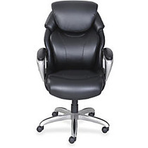 Lorell Executive Chair - Black - Bonded Leather - 32.5 inch; Width x 28.5 inch; Depth x 49 inch; Height