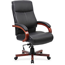 Lorell Executive Chair - Black, Mahogany - 27 inch; Width x 31 inch; Depth x 47 inch; Height