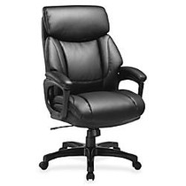 Lorell Executive Chair - Black, Mahogany - Bonded Leather - 28 inch; Width x 31.8 inch; Depth x 45.5 inch; Height